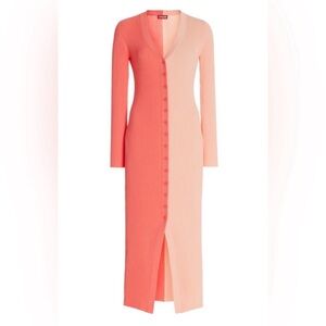 STAUD Shoko Sweater Midi Dress in Bittersweet Peach Colorblock Size Medium NWT